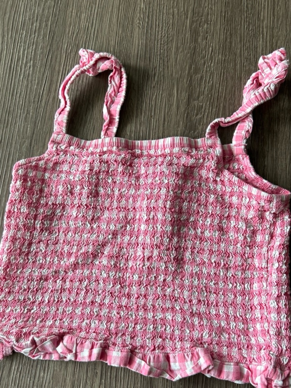 Old Navy Pink Smocked Ruffle Strap Top